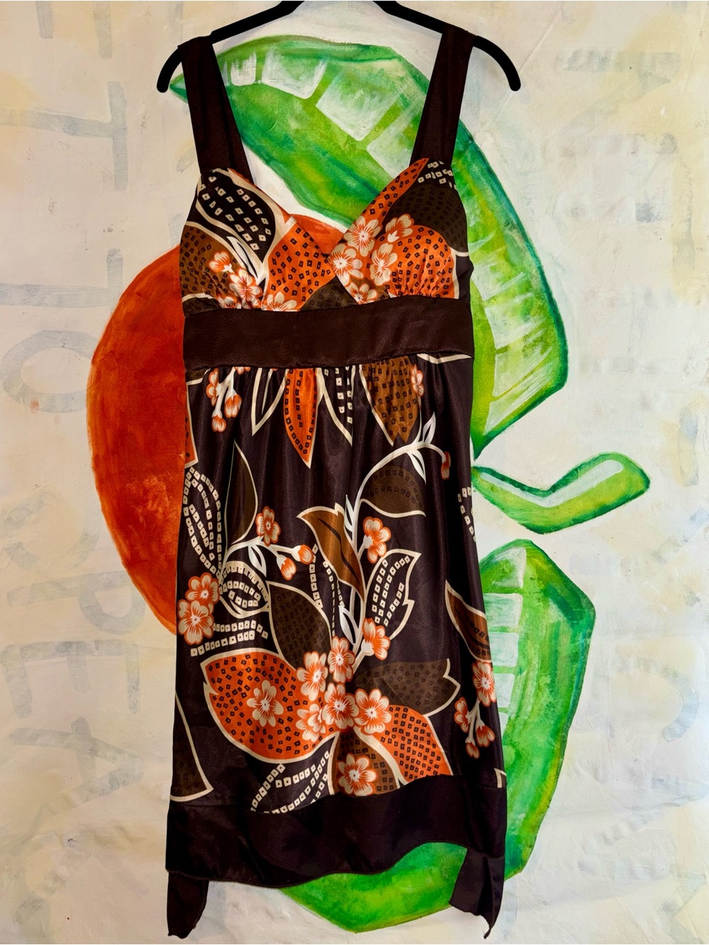 y2k Charlotte Russe Orange and Brown Floral Dress